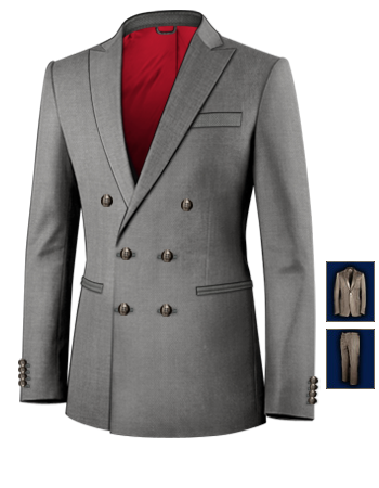 Hand Made Suit with 6 Buttons, Double Breasted (2 To Close)