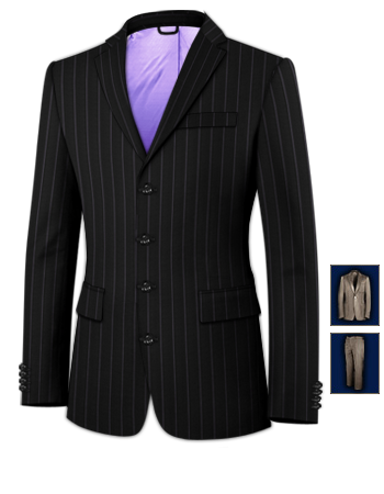 Silver Tonic Suit with 4 Buttons, Single Breasted