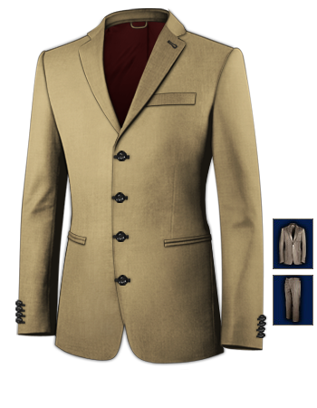 Light Grey Wedding Suits with 4 Buttons, Single Breasted