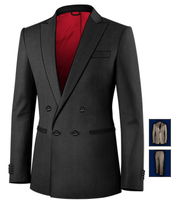 Men's Single Breasted 3 Button Suit with 4 Buttons, Double Breasted (1 To Close)