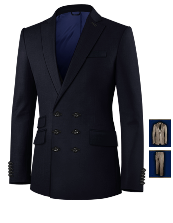 Small Mens Fitted Suit with 6 Buttons, Double Breasted (3 To Close)