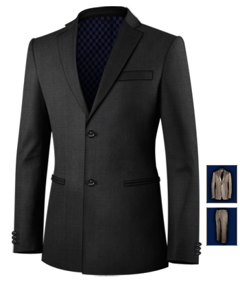 Online Tailored Suit with 2 Buttons, Single Breasted