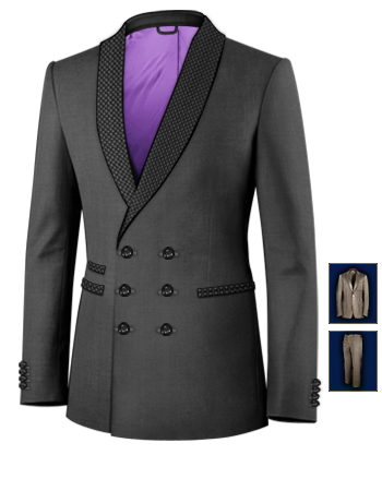 Grey Suit Single Button with 6 Buttons, Double Breasted (3 To Close)