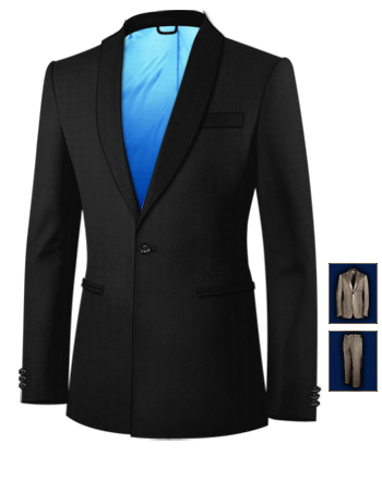 Mens Dark Blue Linen Suit with 1 Button, Single Breasted