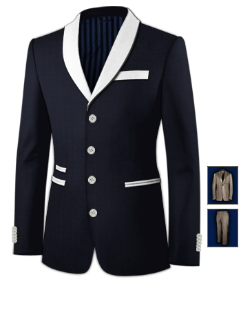 A Suit Tailor Made with 4 Buttons, Single Breasted