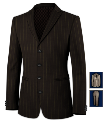 3 Mens Suits Men's Clothing with 4 Buttons, Single Breasted