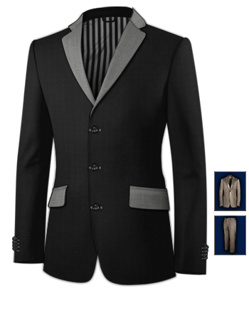 Custom Tailored Suit with 3 Buttons, Single Breasted