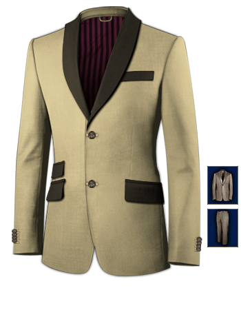 Prom Slim Fit Suits Brown with 2 Buttons, Single Breasted