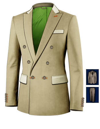 Suits For Tall Thin Men with 6 Buttons, Double Breasted (1 To Close)