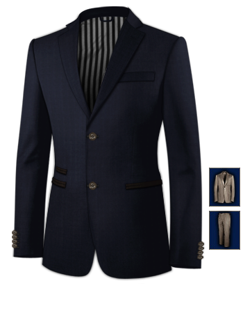 Suits For Stocky Men with 2 Buttons, Single Breasted