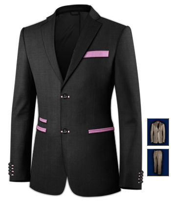 Mens Collarless Suits with 2 Buttons, Single Breasted