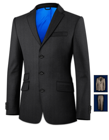 Light Blue Mens Suit with 3 Buttons, Single Breasted