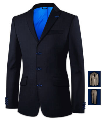 Mens Grey Prom Suits with 3 Buttons, Single Breasted