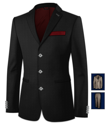 Mens Tight Fitting Suit with 3 Buttons, Single Breasted