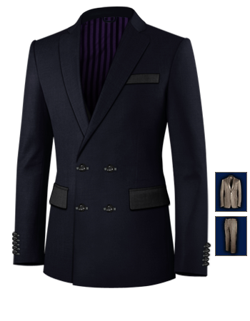 Cheap Black Mens Suits with 4 Buttons,double Breasted (2 To Close)