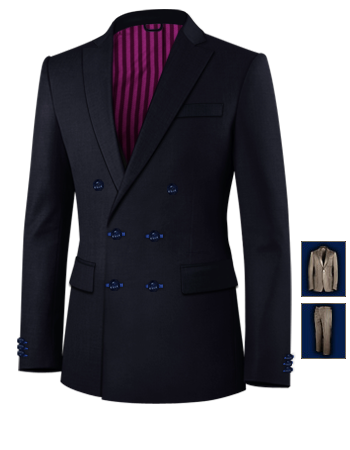 Suits For Slim Tall Men with 6 Buttons, Double Breasted (2 To Close)