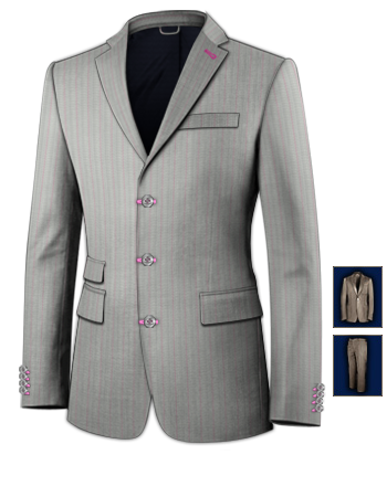 Mens Suits 46 Men's Clothing with 3 Buttons, Single Breasted