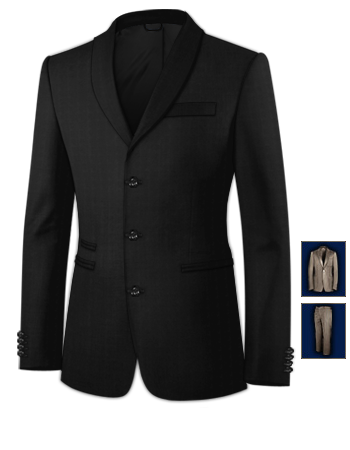 Custom Made Velvet Suit with 3 Buttons, Single Breasted