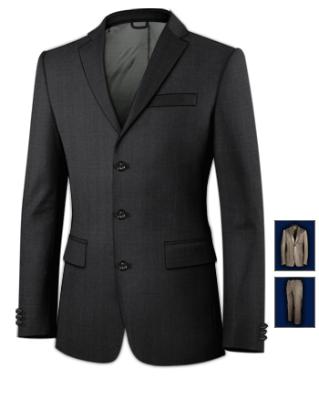 Cool Black Thin Collar Suit Long with 3 Buttons, Single Breasted
