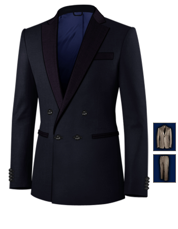 Collarless Suits For Men with 4 Buttons, Double Breasted (1 To Close)