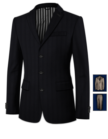 Custom Suits Uk with 3 Buttons, Single Breasted