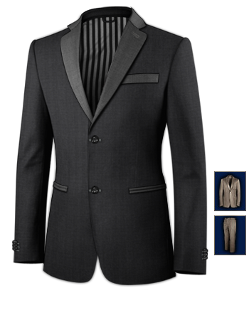 Mens Wedding Suits Silver Wedding Clothing with 2 Buttons, Single Breasted